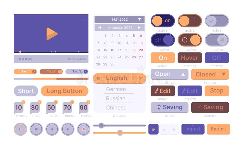Ui web templates. Modern clean smartphone theme wireframes app elements buttons interface icon dividers garish vector royalty free illustration