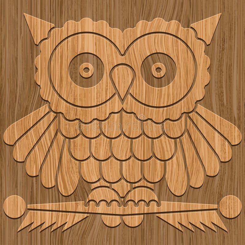 Abstract decorative wooden carving textured owl. Illustration. Vector. Abstract decorative wooden carving textured owl. Illustration. Vector.