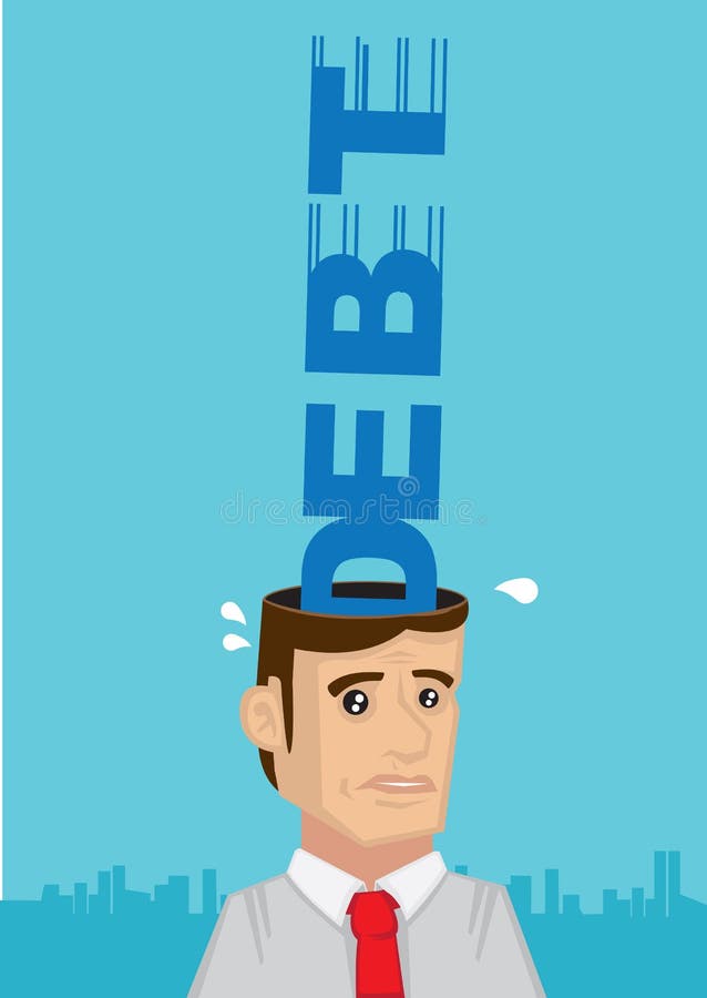 Uit beklemtoond door Illustratie van het Schuld de Vectorbeeldverhaal royalty-vrije illustratie Uit beklemtoond door Illustratie van het Schuld de Vectorbeeldverhaal royalty-vrije illustratie