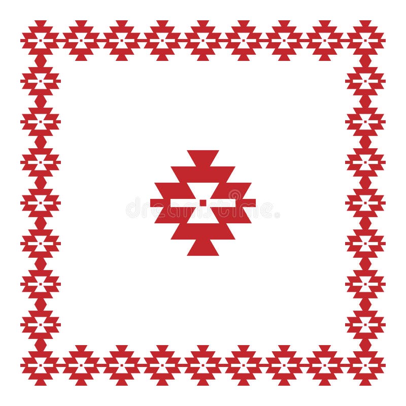 Vintage ethnic pattern, Serbian ornament, decorative square template, red isolated on white background, vector illustration. Vintage ethnic pattern, Serbian ornament, decorative square template, red isolated on white background, vector illustration.