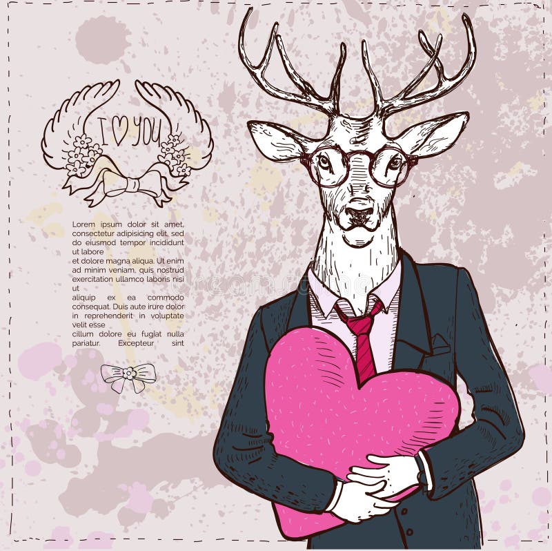 Uitstekend-Hipster de Illustratie van Manierherten vector illustratie Uitstekend-Hipster de Illustratie van Manierherten vector illustratie