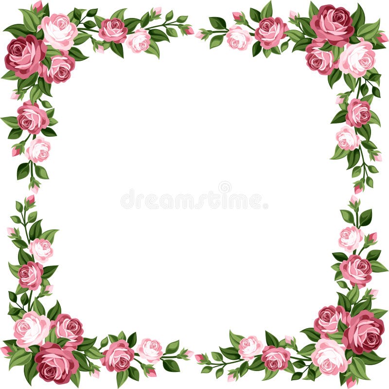 Vintage lijst met roze rozen. royalty-vrije illustratie