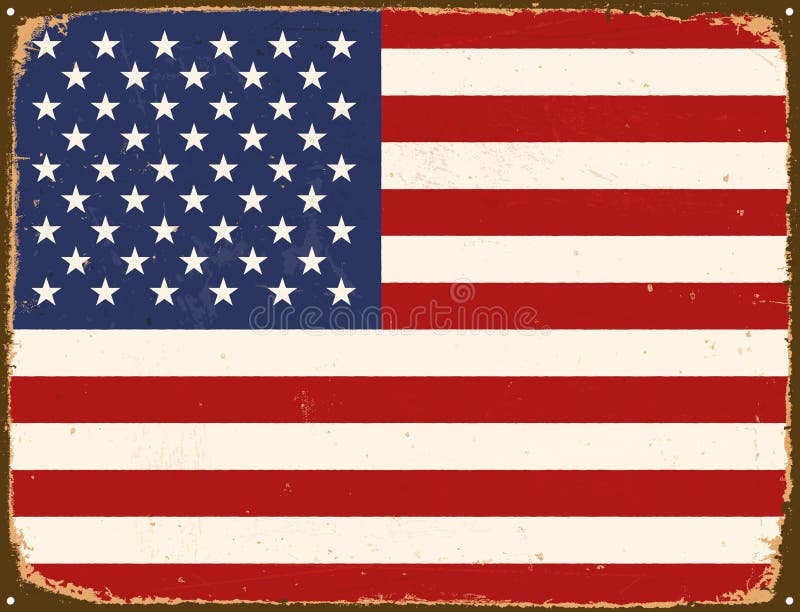 Uitstekend Metaalteken - de Vlag van de Verenigde Staten van Amerika royalty-vrije illustratie Uitstekend Metaalteken - de Vlag van de Verenigde Staten van Amerika royalty-vrije illustratie