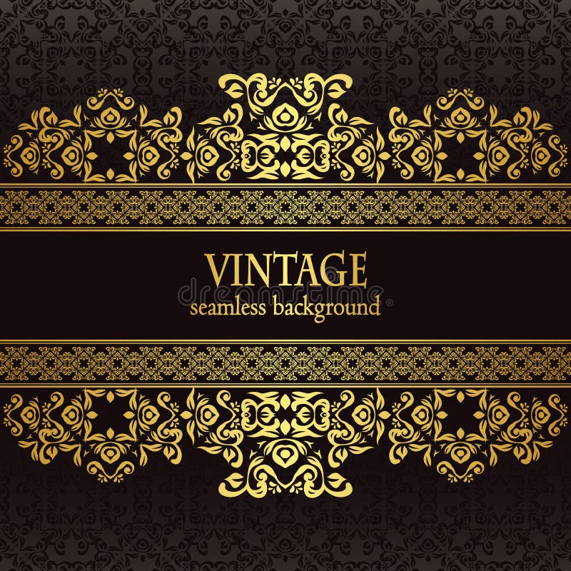 Vintage naadloze behang met een gouden lijst stock illustratie