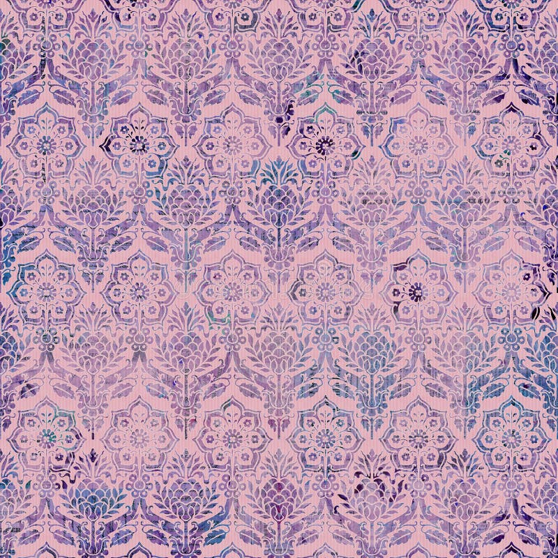 Uitstekend van het Damast Purper Roze patroon als achtergrond stock illustratie Uitstekend van het Damast Purper Roze patroon als achtergrond stock illustratie
