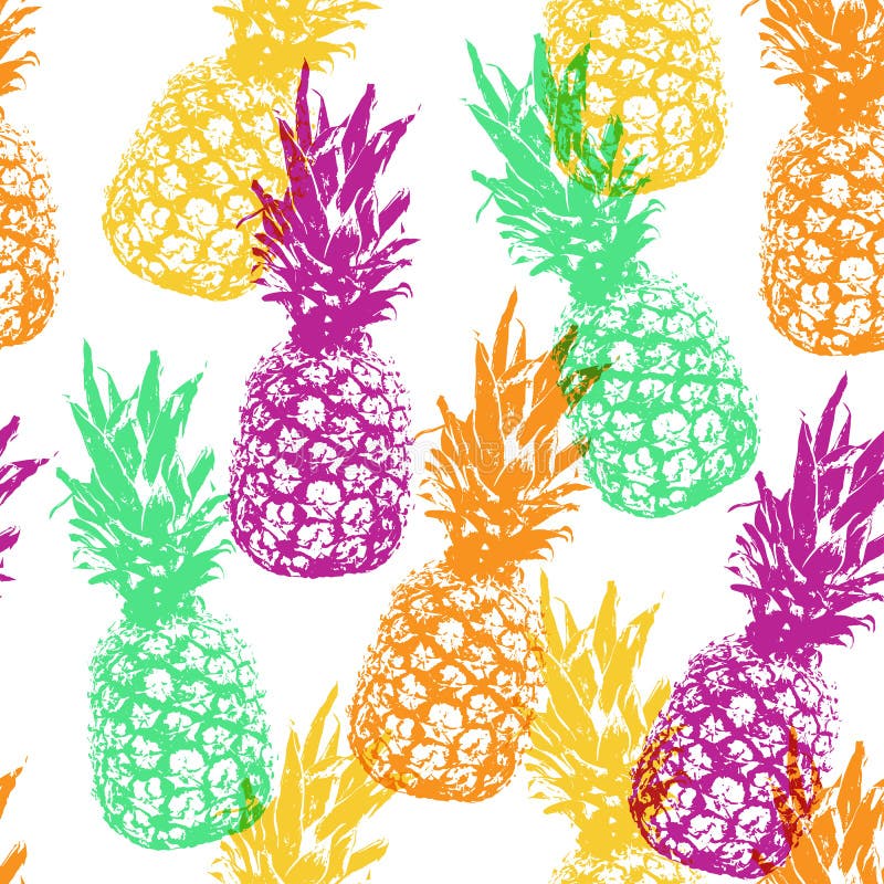 Uitstekend vector multicolored patroon met ananassen stock illustratie Uitstekend vector multicolored patroon met ananassen stock illustratie