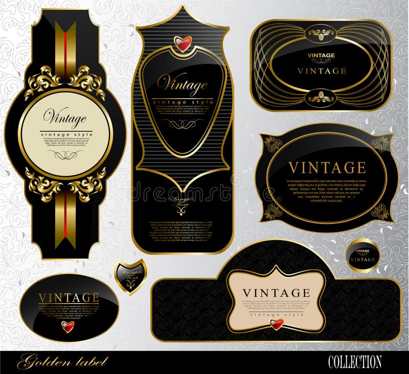 Uitstekend vector zwart gouden kaderetiket vector illustratie Uitstekend vector zwart gouden kaderetiket vector illustratie