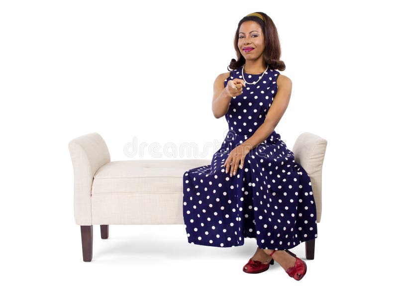 Uitstekende Blauwe Poka Dot Dress royalty-vrije stock afbeelding Uitstekende Blauwe Poka Dot Dress royalty-vrije stock afbeelding