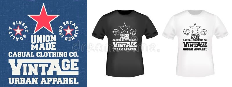 Uitstekende denimzegel en modelt-shirt vector illustratie Uitstekende denimzegel en modelt-shirt vector illustratie