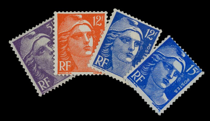 Uitstekende Franse postzegels van 50 ` s royalty-vrije stock afbeeldingen Uitstekende Franse postzegels van 50 ` s royalty-vrije stock afbeeldingen