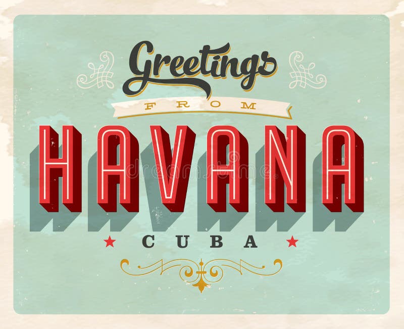 Uitstekende groeten de vakantiekaart van van Havana, Cuba vector illustratie Uitstekende groeten de vakantiekaart van van Havana, Cuba vector illustratie