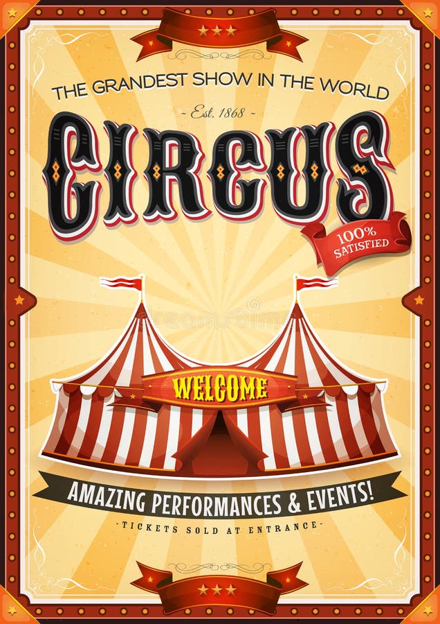Uitstekende Grote Circusaffiche met Markttent vector illustratie Uitstekende Grote Circusaffiche met Markttent vector illustratie