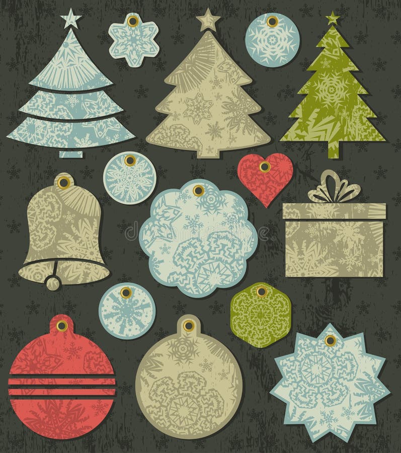 Uitstekende Kerstmisetiketten over grunge bruine backgro royalty-vrije illustratie Uitstekende Kerstmisetiketten over grunge bruine backgro royalty-vrije illustratie