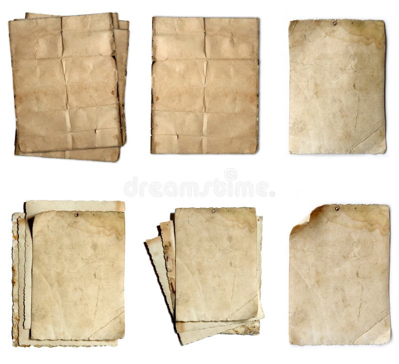 Vintage verzameling oud papier geïsoleerd stock foto