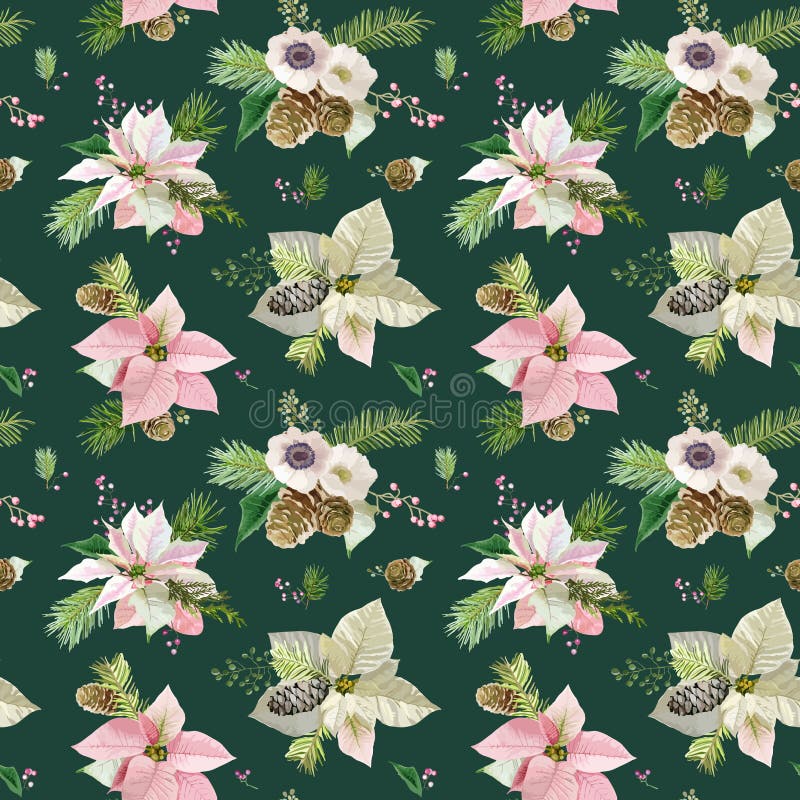 Uitstekende Poinsettiaachtergrond royalty-vrije illustratie Uitstekende Poinsettiaachtergrond royalty-vrije illustratie