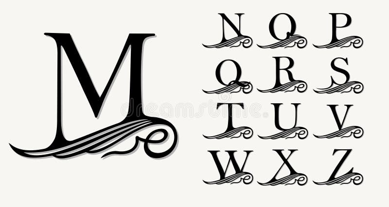 Uitstekende Reeks 2 Kalligrafische hoofdletters met krullen voor Monogrammen, Emblemen en Emblemen