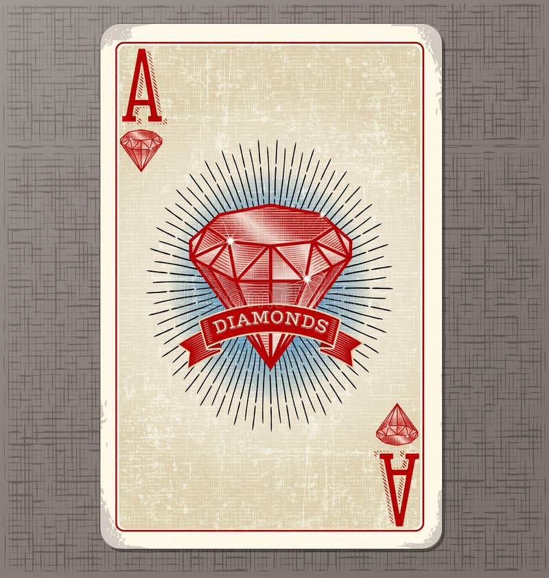 Uitstekende speelkaart vectorillustratie van de aas van diamanten royalty-vrije illustratie Uitstekende speelkaart vectorillustratie van de aas van diamanten royalty-vrije illustratie