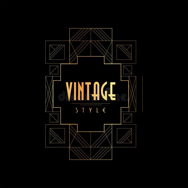 Uitstekende stijl vectorillustratie, gouden en zwart elegant embleemembleem, retro malplaatje voor uitnodiging, groetkaart stock illustratie Uitstekende stijl vectorillustratie, gouden en zwart elegant embleemembleem, retro malplaatje voor uitnodiging, groetkaart stock illustratie