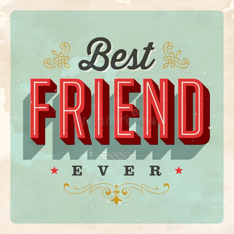 Uitstekende Stijlprentbriefkaar - Beste Vriend ooit stock illustratie Uitstekende Stijlprentbriefkaar - Beste Vriend ooit stock illustratie