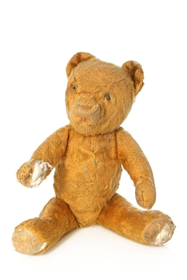 Uitstekend Teddy Bear In Oud Schoolgeval Stock Afbeelding - Afbeelding