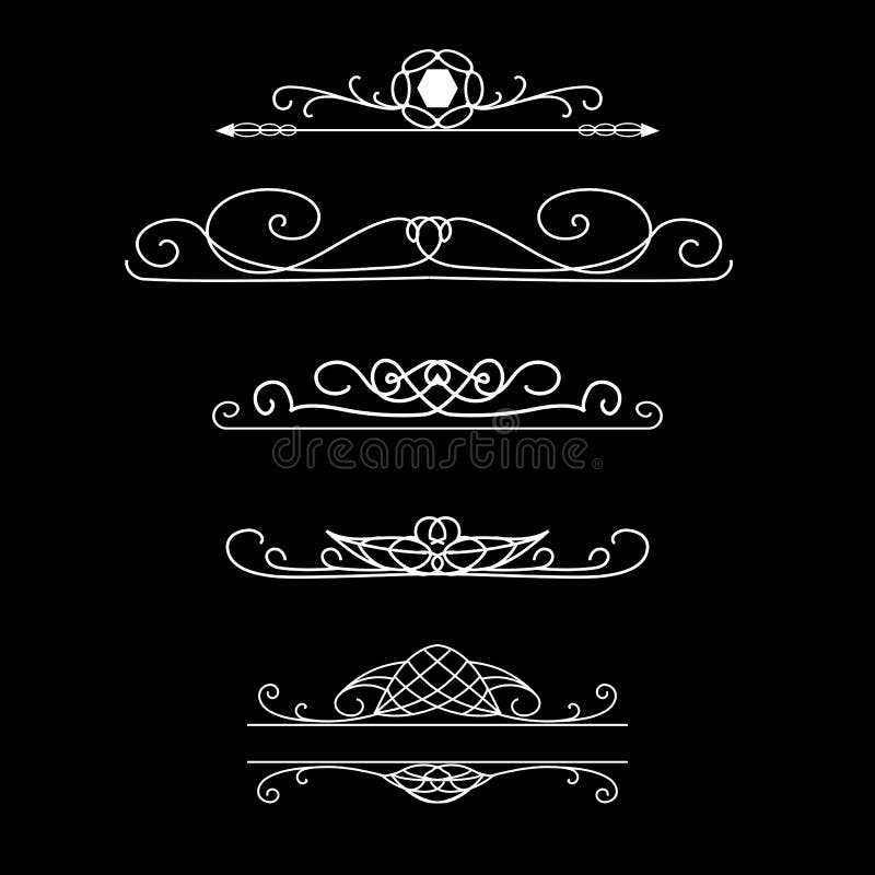 Uitstekende vectorgrenzen Reeks kalligrafische verdelers royalty-vrije illustratie Uitstekende vectorgrenzen Reeks kalligrafische verdelers royalty-vrije illustratie