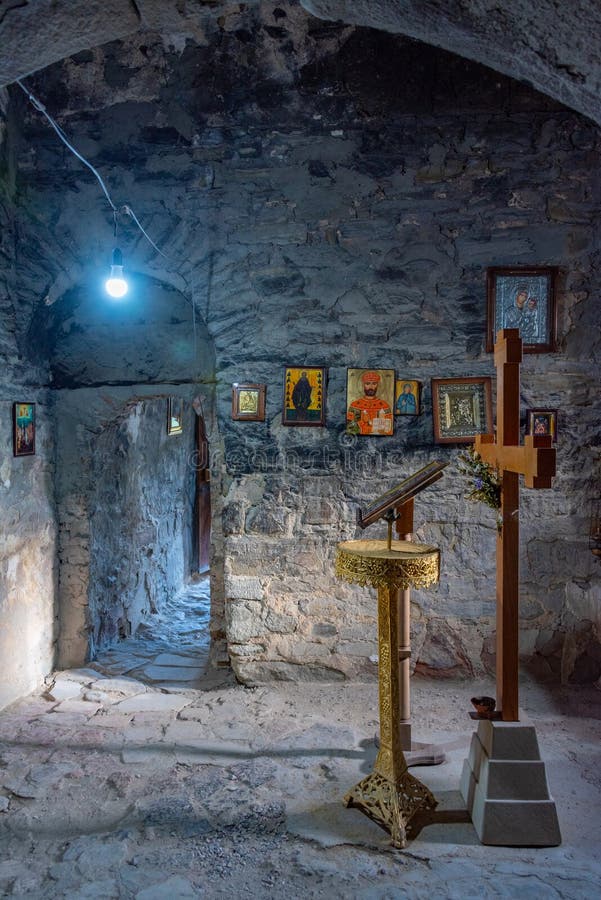 Ujarma, Georgia, August 28, 2023: Interior of a church at Ujarma fortress in Georgia. Image. Ujarma, Georgia, August 28, 2023: Interior of a church at Ujarma fortress in Georgia. Image