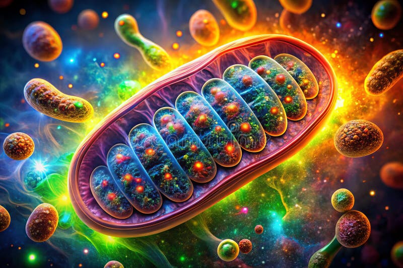 Ujawnienie sieci komórkowej Głębokie zanurzenie w Mitochondriach i ich kluczowa rola energetyczna royalty ilustracja