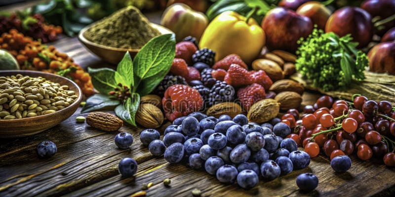 Ujawnienie superżywności potęgi makro fotografii podróż przez żywe tekstury i odżywcze dobroci na ilustracja wektor