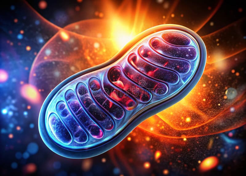 Ujawnienie sylwetki Mitochondrial Powerhouse A przedstawiającej produkcję energii ATP royalty ilustracja