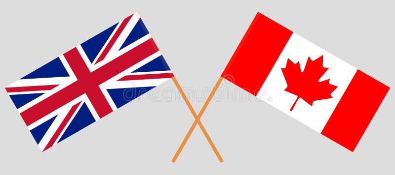 UK i Kanada Brytyjski i kanadyjczyka flagi Oficjalni kolory Poprawna proporcja wektor royalty ilustracja