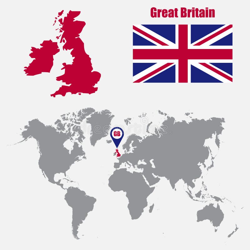Britain Map World Map Flag Map Pointer Vector Illustration Stock