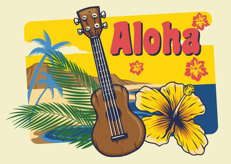 Ukelele de Hawaii de la hawaiana en estilo del vintage