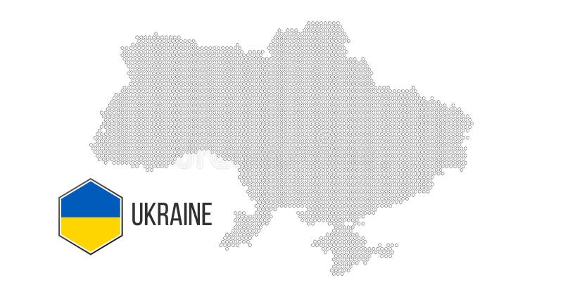 Ukraine country map made from abstract hexagon pattern, Vector illustration isolated on white background