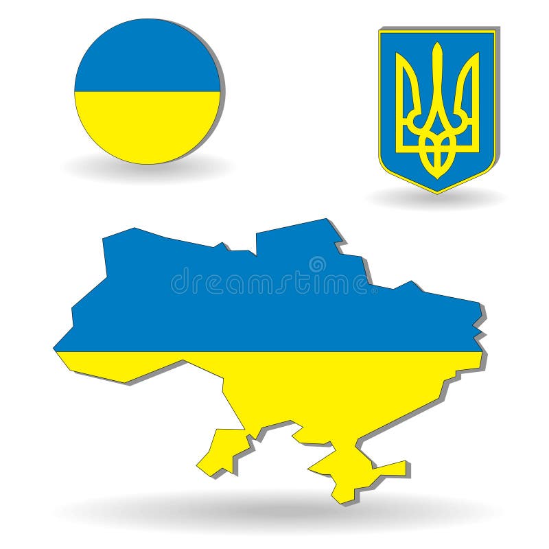 The Ukraine flag and map