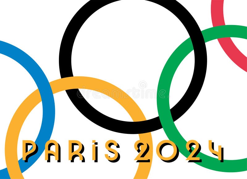 Olympic Games Paris 2024, logo and flags, vector illustration