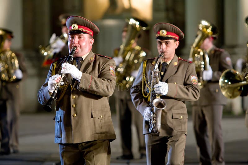 MODENA, ITALY - JULY 9 : Ukraine military band during International concert of military bands on July 9, 2008 in Modena