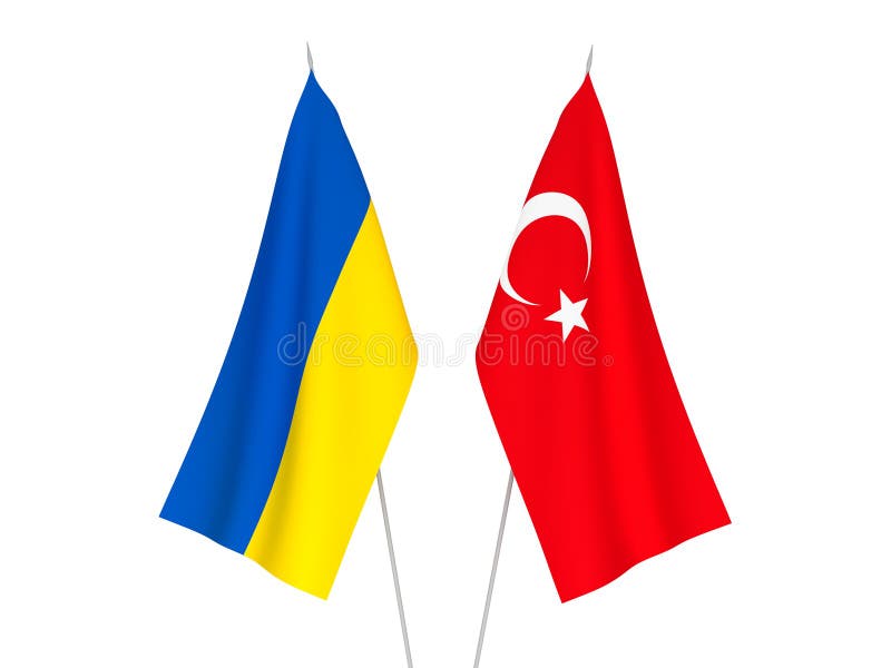 Ukraine and Turkey Turkish Flags, Obsolete Torn Weathered, Crisis