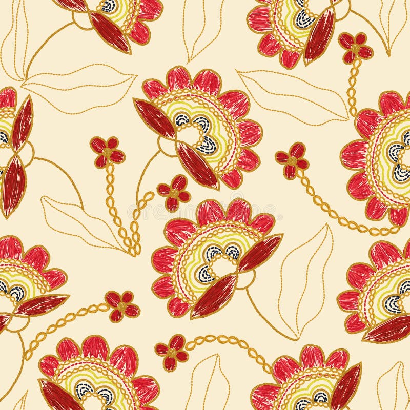 Ukrainian Floral Flower Embroidery Stock Vector Illustration of