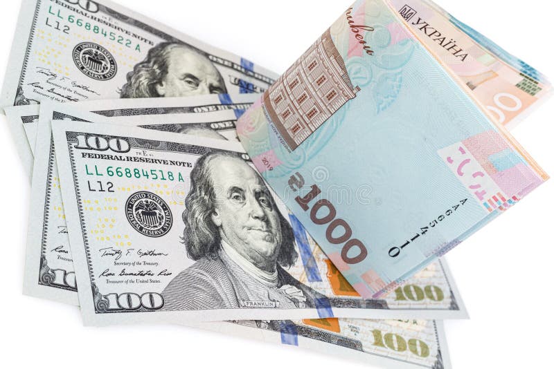 Ukrainian money - hryvnia banknotes USA dollars bills. Finance in Ukraine, of the hryvnia to the dollar exchange rate. Close-up. Ukrainian money - hryvnia royalty free stock photography Ukrainian money - hryvnia banknotes USA dollars bills. Finance in Ukraine, of the hryvnia to the dollar exchange rate. Close-up. Ukrainian money - hryvnia royalty free stock photography