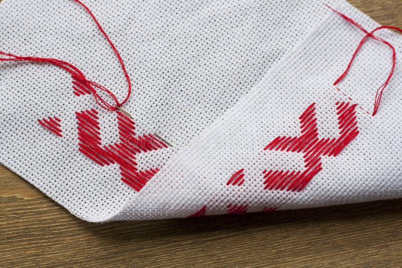 Ukrainian National Red Embroidery Thread Stock Image Image of linen