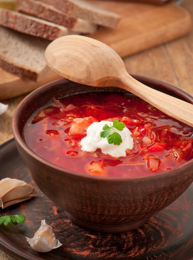 Ukrainian National Red Soup Borsch Stock Photo - Image of domestic ...