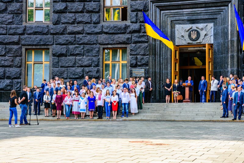 Ukrainian Officials And Ministers Near The Cabinet Of Ministers