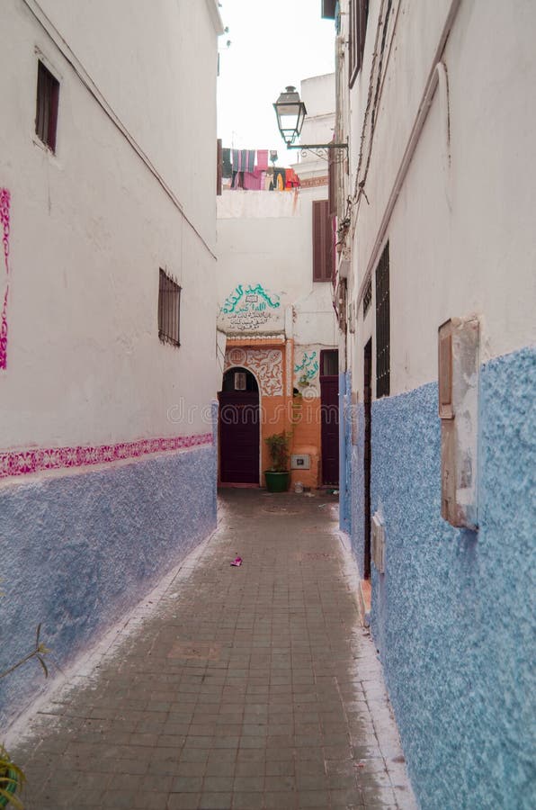 Ulica, Morocco, błękit, Medina, Casablanca fotografia stock Ulica, Morocco, błękit, Medina, Casablanca fotografia stock