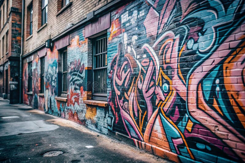 Ulico graffityzowane w mieście miejskim ilustracja wektor