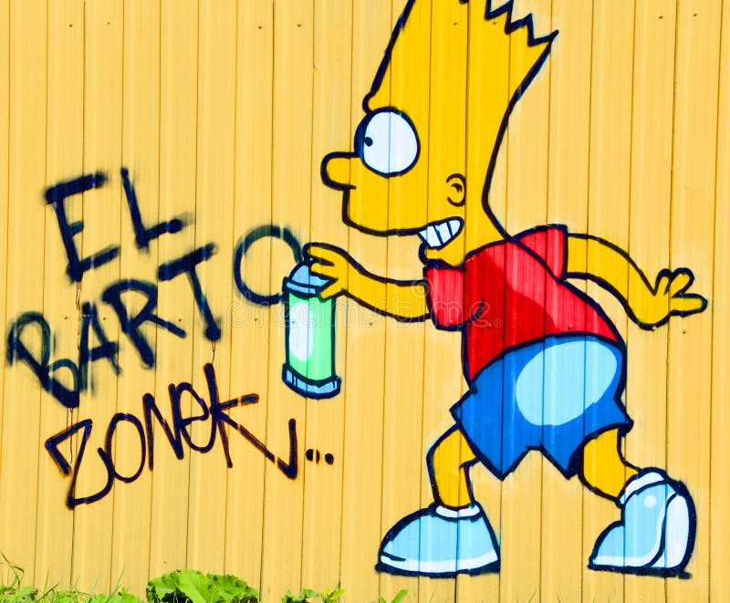 Uliczny sztuki Montreal bart Simpson zdjęcia stock Uliczny sztuki Montreal bart Simpson zdjęcia stock