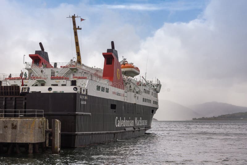 Ferry Caledonian Macbrayne in Ullapool harbor, Scotland.