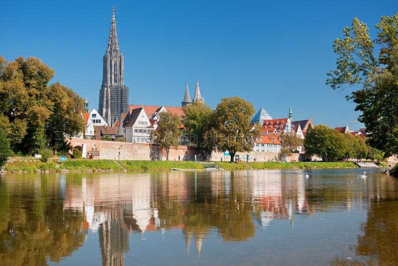 Ulm and Danube river stock photo. Image of grass, exterior 27261172