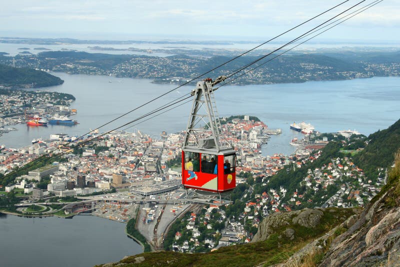 Ulriken Cable Car In Bergen Stock Photo Image of cable, city 15980296