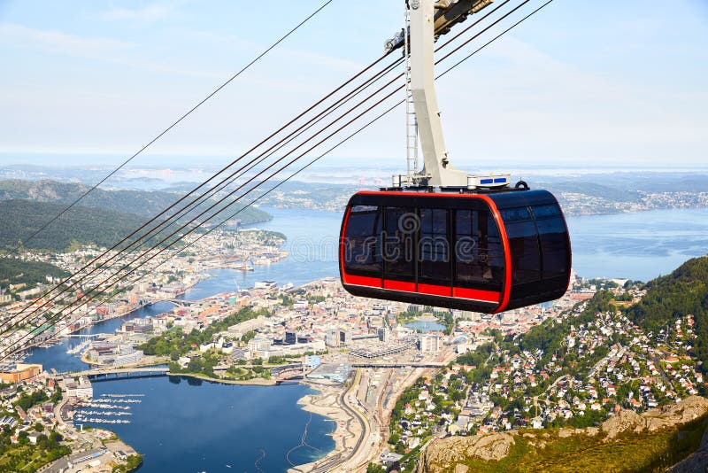 Ulriken cable car stock image. Image of landmark, port 256428685