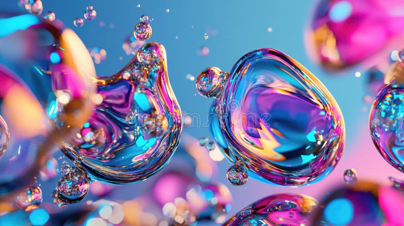 Ultra-detailed futuristic colorful iridescent fluid bubble abstract 3D illustration royalty free illustration